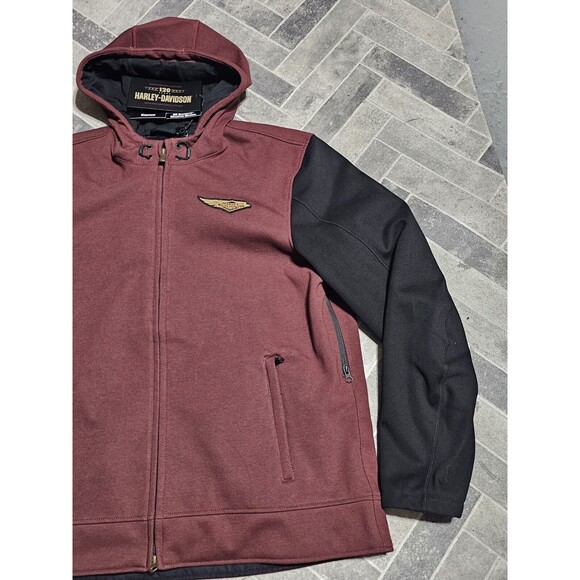 Harley Davidson Men's 120th Anniversary Riding Fleece - Rum Raisin & Black 2XL - Picture 5 of 16